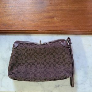 Coach Signature Jacquard Turn Lock Closure Wristlet Pouch